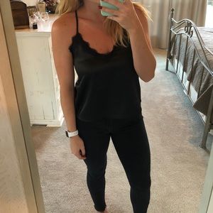 Tobi Black Satin Tank Top